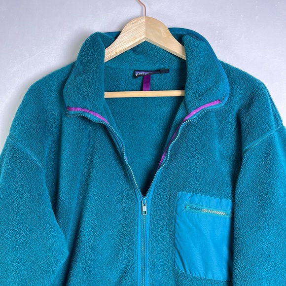 Vintage Patagonia Men Teal Fleece Jacket 90s Full Zip Synchilla Made in USA XXL - Picture 2 of 10